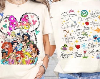 Disney Princess Shirt, Watercolor Magic Castle Princess T-shirt, Disney Princess Signature Sketch Sweatshirt, Disneyland Family Trip Tees