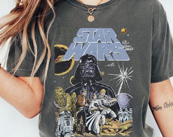 Retro Disney Star Wars Comfort Colors-skjorta, Star Wars-skjorta, Star Wars A New Hope Bleked, Disneyworld-resa-skjorta, Disney-tröja med familjesemester