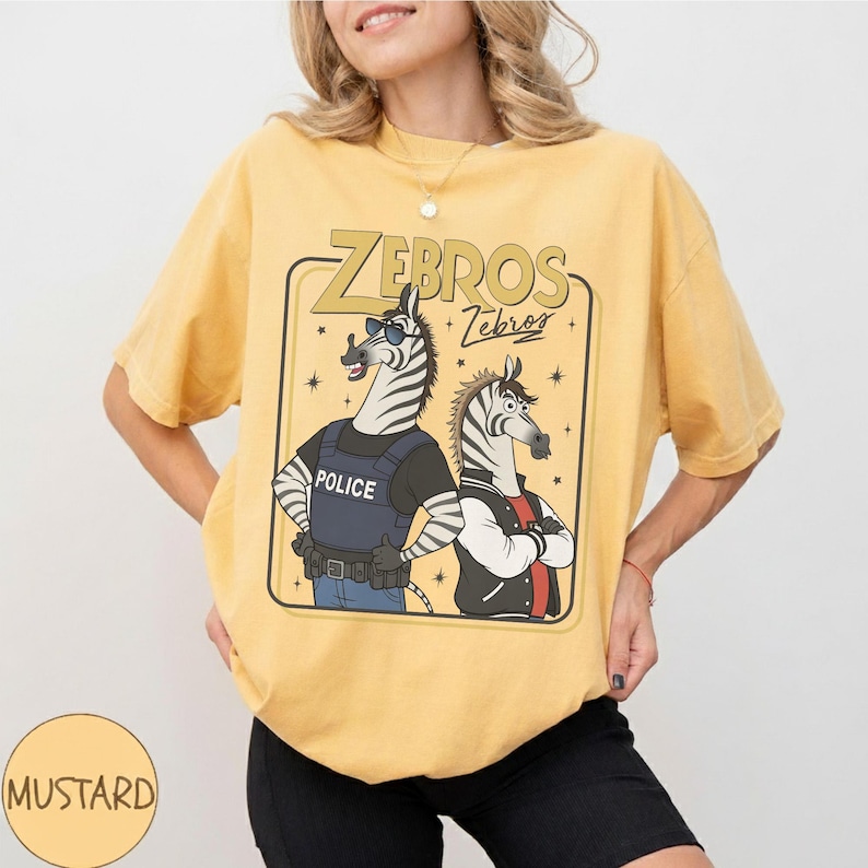 Retro Comfort Color Disney Zebros Horse Signatures Zootopia T-Shirt, Retro Zootropolis Disney Tee, WDW Disneyland Family Vacation 2026 Trip image 9