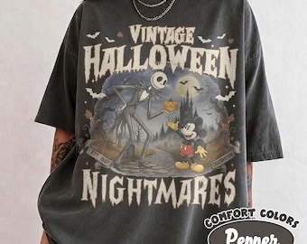 Vintage Nightmare On Main Street Shirt, Retro Mickey and Jack Tee, Disneyworld Halloween Party Top, Spooky Season Dad Gift