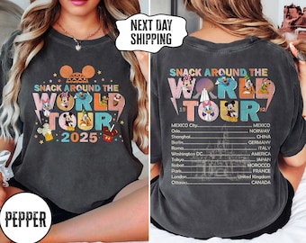 Epcot World Tour 2025 Comfort Colors Shirt, Snack Around The World Tour Shirt, Epcot World Showcase Shirt, Disney Trip Shirt, Epcot Shirt