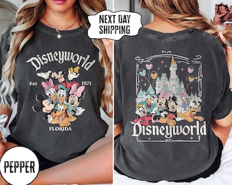 Camiseta retro de Disneyworld Florida, color cómodo, Disneyworld Est. 1971, Mickey y sus amigos, Walt Disney, viaje familiar 2025