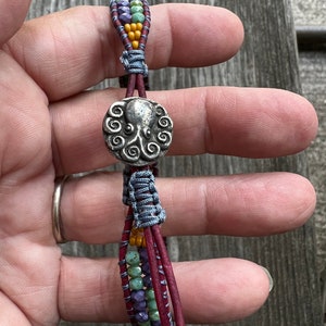 single wrap leather bracelet, beaded bracelet, Sea Stack bracelet, boho bracelet, beaded leather wrap bracelet, single wrap bracelet