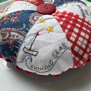 Patriotic Pin Cushion, Pin Cushion, Sewer Gift, seamstress gift, sewing notions, pin cushion, pin and needle accessories, sewing accessories image 3