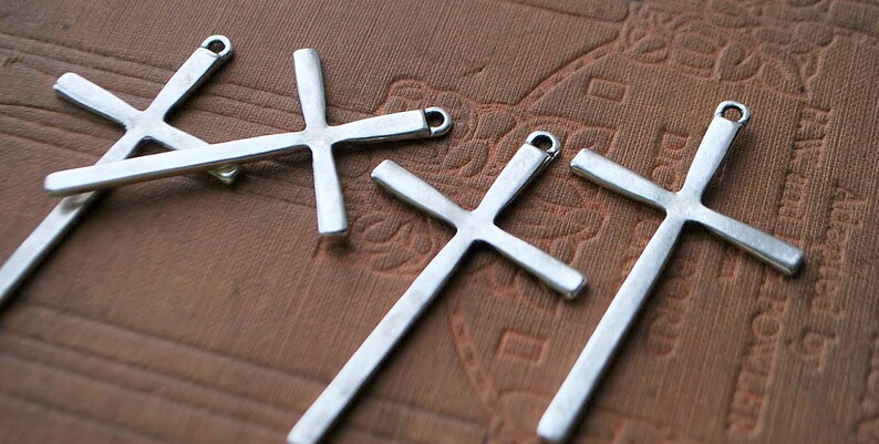 24 pieces Antique Silver Cross Charms 61mm x 36mm