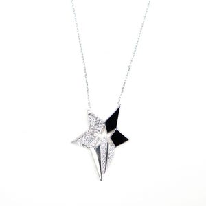 Personalized Necklace, 14K Gold or 925 Silver, Geometric Star Necklace – Enamel & Zircon Pendant,Jewelry, Birthstone or Anniversary Gift
