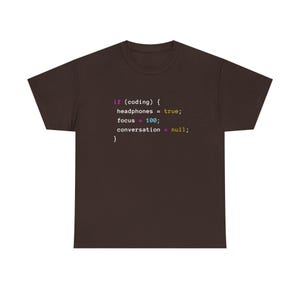 Coding With Headphones Javascript T-Shirt - Nerd Shirt - Regular Unisex Crewneck T-Shirt image 8