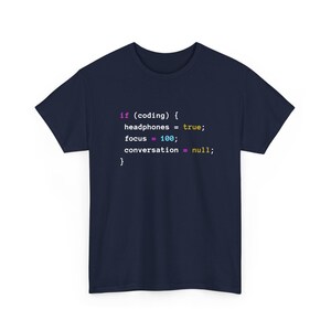 Coding With Headphones Javascript T-Shirt - Nerd Shirt - Regular Unisex Crewneck T-Shirt
