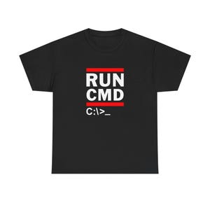 Run Cmd C - It Shirt - grappig codeershirt - MS-Dos - uniseks T-shirt met ronde hals normaal