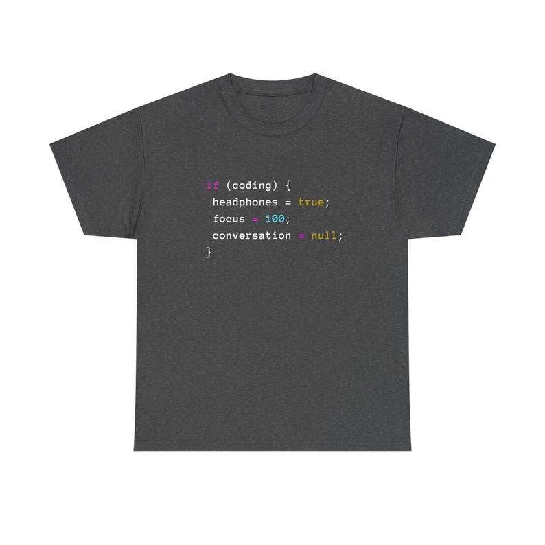 Coding With Headphones Javascript T-Shirt - Nerd Shirt - Regular Unisex Crewneck T-Shirt image 11