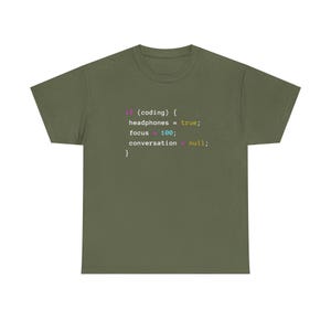 Coding With Headphones Javascript T-Shirt - Nerd Shirt - Regular Unisex Crewneck T-Shirt image 9