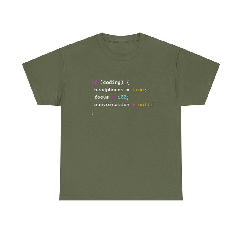 Coding With Headphones Javascript T-Shirt - Nerd Shirt - Regular Unisex Crewneck T-Shirt image 9