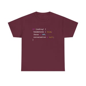 Coding With Headphones Javascript T-Shirt - Nerd Shirt - Regular Unisex Crewneck T-Shirt image 7