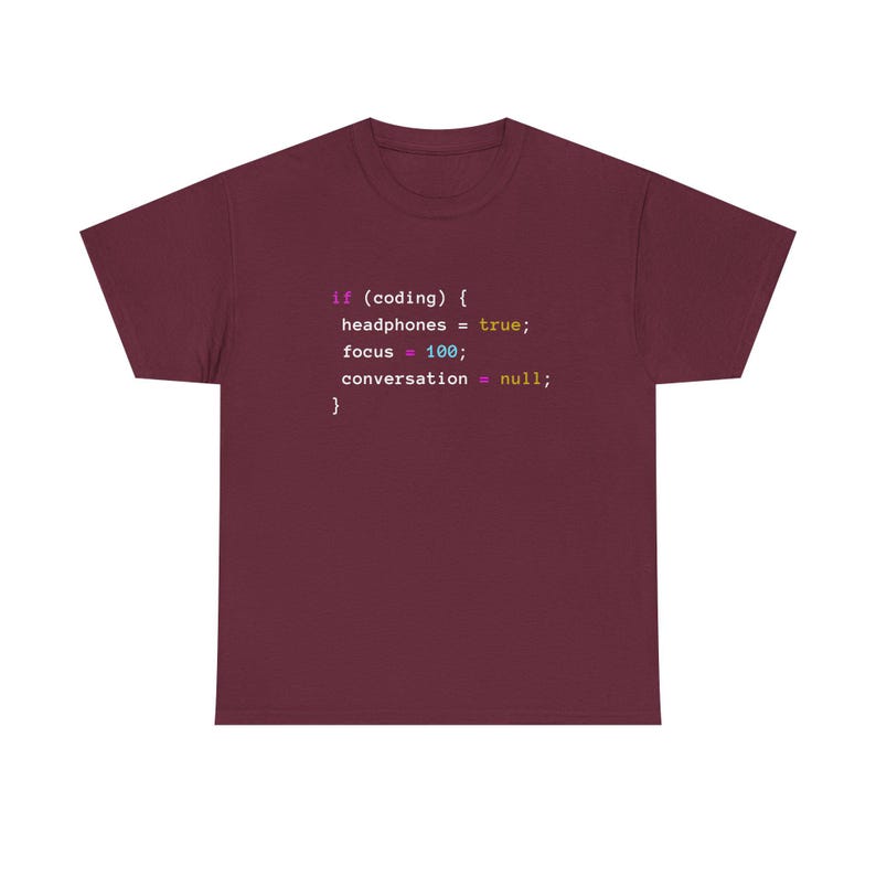 Coding With Headphones Javascript T-Shirt - Nerd Shirt - Regular Unisex Crewneck T-Shirt image 7