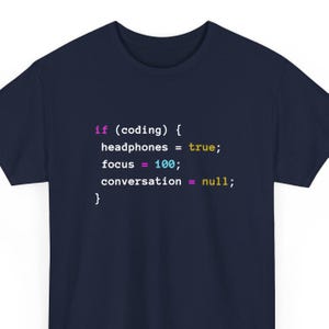 T-shirt JavaScript « Coder avec des écouteurs » - T-shirt geek - T-shirt unisexe à col rond