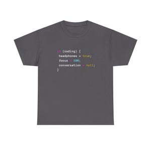 Coding With Headphones Javascript T-Shirt - Nerd Shirt - Regular Unisex Crewneck T-Shirt image 13