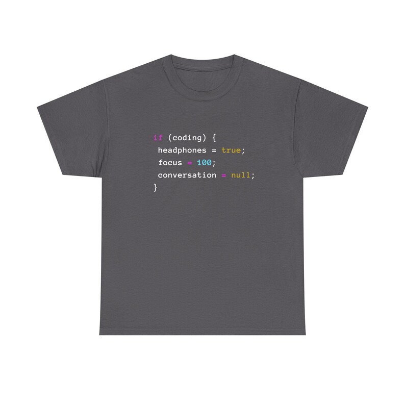 Coding With Headphones Javascript T-Shirt - Nerd Shirt - Regular Unisex Crewneck T-Shirt image 13