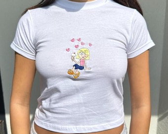 Lizzie Sweethearts Embroidered Spaghetti Strap Tank Top, Lizzie Mcguire Embroidery Racer Tank, Disney Baby Tee, Lizzie Mcguire Fan Gift
