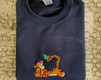 Tigger Winnie The Pooh Embroidery T-Shirt, Tigger Disneyland Embroidered Sweatshirt, Disney Characters Hoodie, Tigger Lovers Sweater