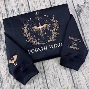 Fourth Wing Embroidered T-Shirt, Fantasy Reader Sweater, Custom Basgiath War College Embroidery Hoodie, Book Addicted Shirt