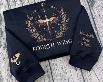 Fourth Wing Embroidered T-Shirt, Fantasy Reader Sweater, Custom Basgiath War College Embroidery Hoodie, Book Addicted Shirt
