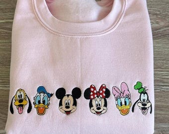 Camiseta bordada de Mickey y sus amigos, sudadera con bordado de viaje a Disneyland, sudadera con capucha de Mickey y compañía, camiseta de Magic Kingdom