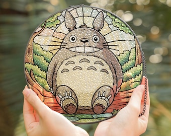 Atrapasueños de vitral para amantes del anime, atrapasueños de Ghibli, colgante de ventana de anime, decoración de habitación infantil, regalo de cumpleaños