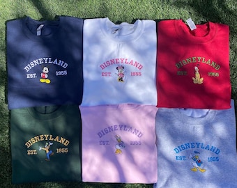 Mickey And Friends Embroidered T-Shirt, Disneyland Embroidery Sweater, Magic Kingdom Embroidery Hoodie, Custom Disney Characters Tee