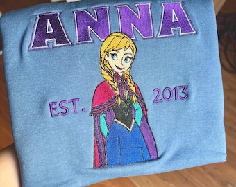 Camiseta bordada de la princesa Anna, suéter bordado de la princesa Frozen de Disney, sudadera con capucha de la princesa Disney, suéter de viaje de Disney