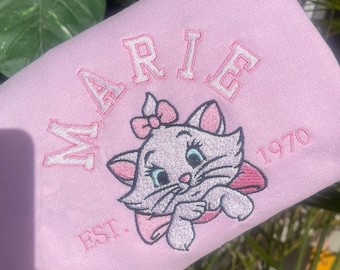 Disney Marie Cat Besticktes T-Shirt, The Aristocats Marie Cat Stickerei Pullover, Disney The Aristocats Hoodie, Disneyland Trip Tee
