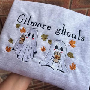 Gilmore Ghouls Embroidered T-Shirt, Autumn Vibes Sweatshirt, Ghost Embroidered Hoodie, Fall Sweatshirt, Halloween Shirt, Gilmore Fan Gift