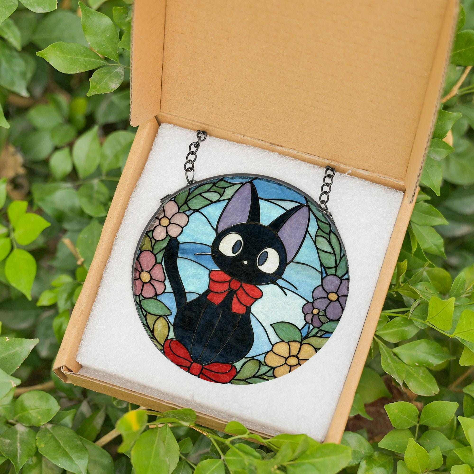 Ghisetti（ギセッティ）ガラス象 Jiji Cat Stained Glass Suncatcher, Ghibli Studio Suncatcher Window