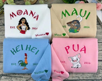Koszulka z haftem "Moana Hei Hei Pua Maui" Disneya, bluza z nadrukiem "Moana", bluza z kapturem "Magic Kingdom", koszulka z postaciami z "Moany" Disneya