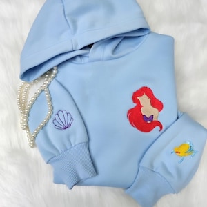 Disney Ariel Princess Embroidered T-Shirt, Disneyland Little Mermaid Embroidery Sweatshirt, Walt Disney World Hoodie, Princess Ariel Tee image 1