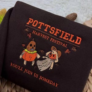 Pottsfield Harvest Festival Embroidered T-Shirt, Over The Garden Wall Embroidery Sweater, Halloween Hoodie, Fall Autumn Embroidery Shirt