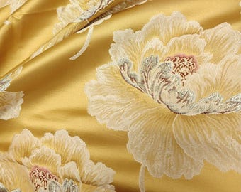 NEW High Class Floral peony flower, light weight soft Jaquard Brocade cloque Fabric, by the meter, for Sofa, Dress, Clothes