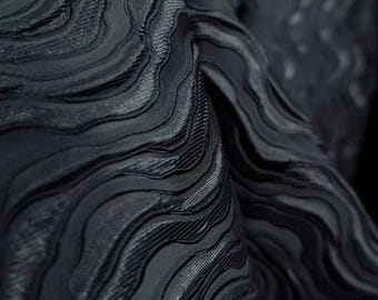 NEW High Class soft jacquard Brocade cloque Fabric, Water ripple, Stretch Luxury, Hand-Printed gift /Modest Italy Fabric/Sewing Dress
