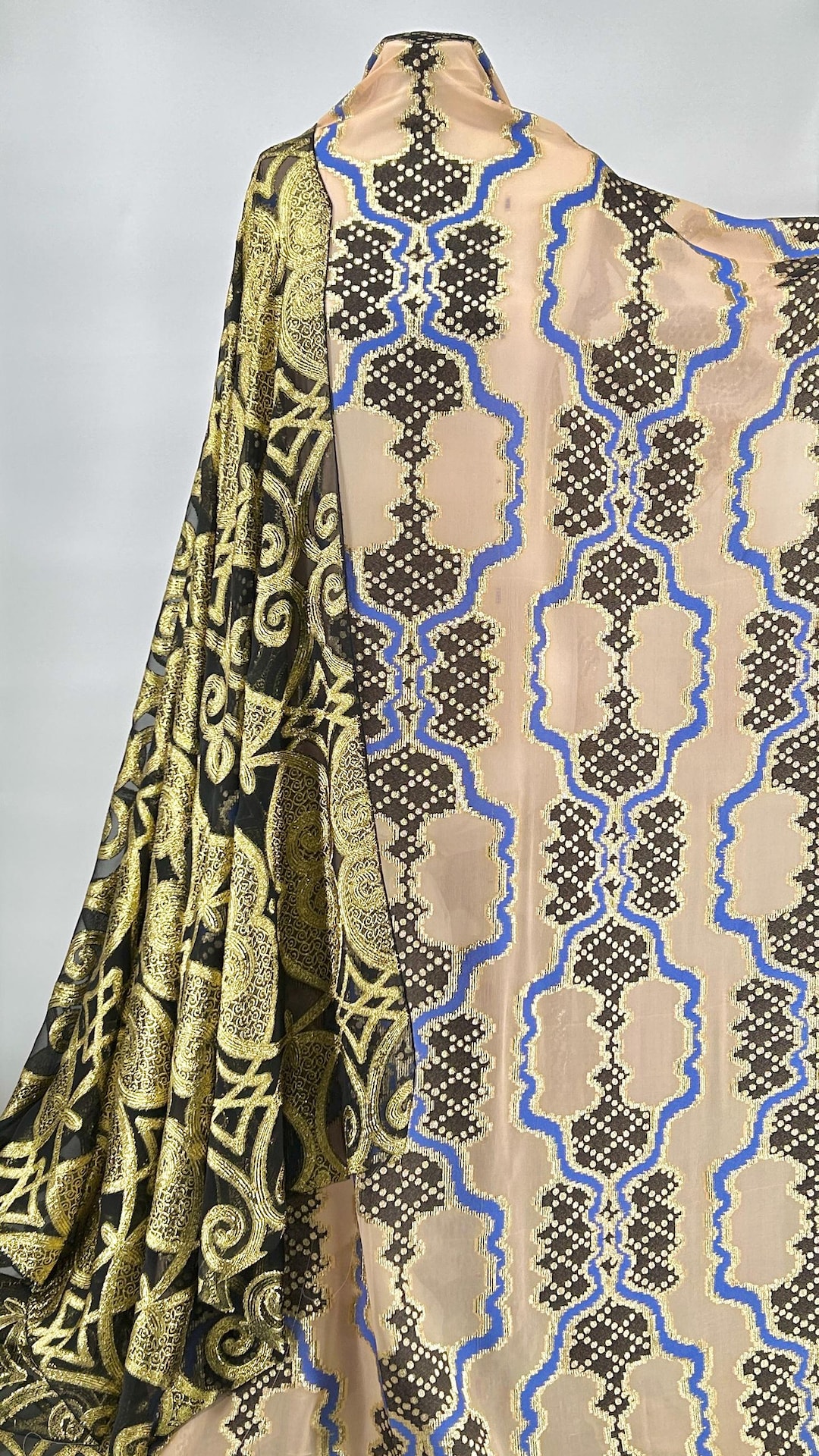 Diraca Design Luxury Italian Silk Dirac Fabric: Metallic Multicolor Somali Design (3 ...