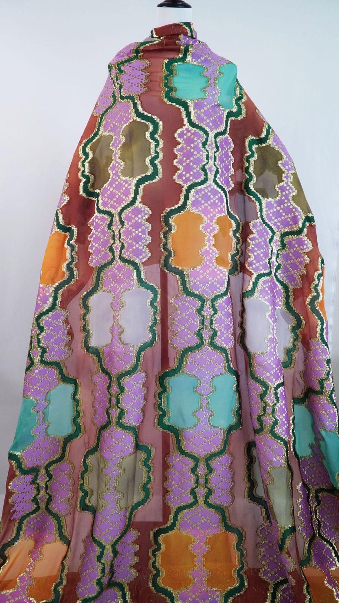 Diraca Design Luxury Italian Silk Dirac Fabric: Metallic Multicolor Somali Design (3 ...