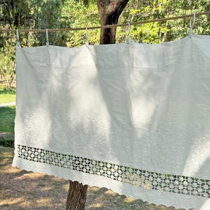 White Embroidered Floral Lace Cafe Curtains, Modern Embroidered Short Curtain, Hollow Flower Half Curtain, French Style Curtain, Custom Size