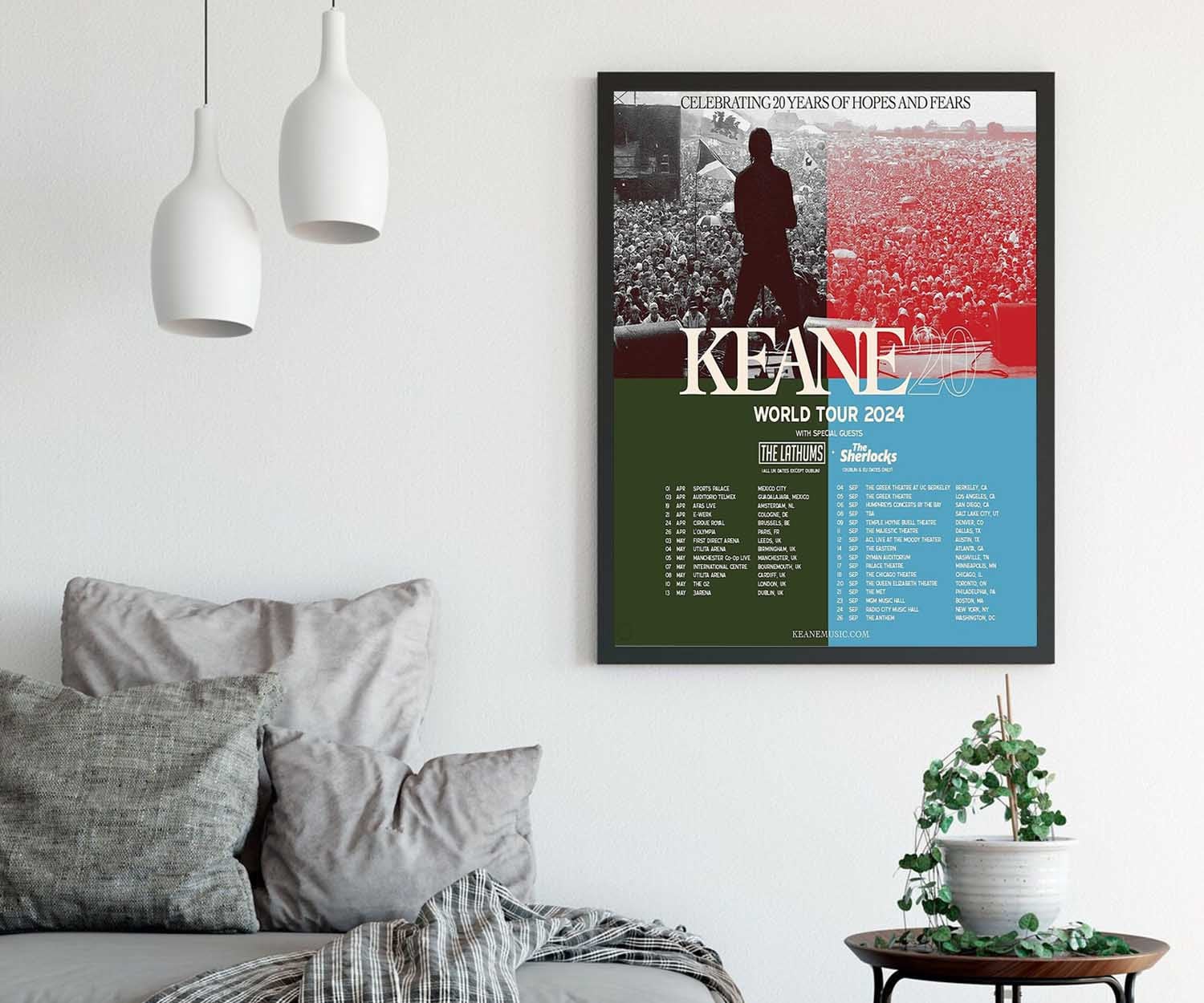 Keane 20 World Tour 2024 Celebrating 20 Years Of Hopes And Fears Poster
