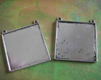 2 - Antique Silver - Blank Pendant Settings  (FSBPS)