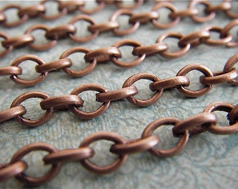 Antique Copper Chain - Elizabeth Browning - 10 Foot - Steampunk - Antique Copper Cross Chain