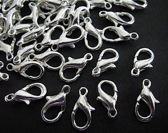 25 - Lobster Claw Clasps - Parrot - Silver  (LCCS)