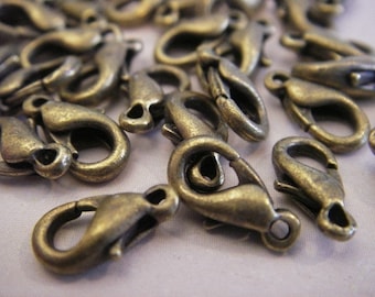 25 - Lobster Claw Clasps - Parrot - Antique Bronze (LCC)