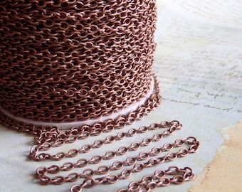 Special 20 ft  Antique Copper chain - Alexander Bell - 20 Foot - Steampunk  - Antique Copper Cross Chain