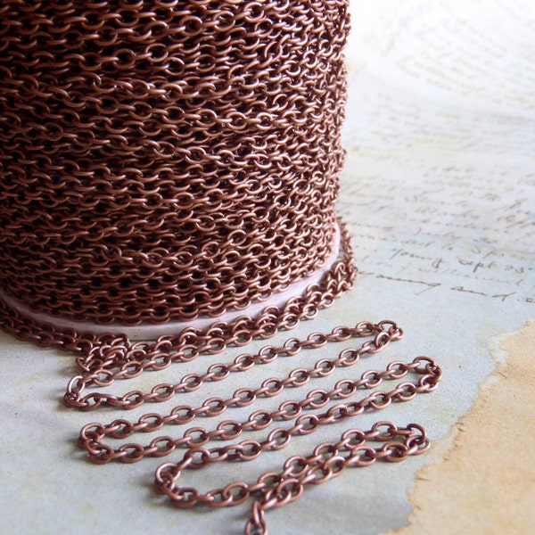 Special 20 ft  Antique Copper chain - Alexander Bell - 20 Foot - Steampunk  - Antique Copper Cross Chain