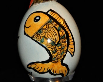 Hand decorated Blown Egg Ornament (Decorated Fish)