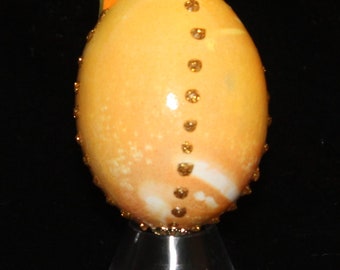 Hand decorated Blown Egg Ornament (Yellow Tie Dye)