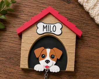 Jack Russell Terrier Gift Set – Magnetic Dog House Key Holder & Keychains – Custom Pet Lover Gift – 3D Printed